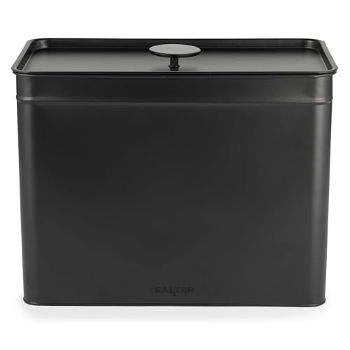 Salter BW12458EU7 Kuro Große Brotkasten – Brot, Bagels & Pasteten speichern, pulverbeschichteter Finish, für Küchen Arbeitsplatte, lange anhaltende Frische, 33 x 18 x 23 cm, Carbon Stahl von SALTER