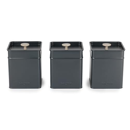 Salter BW12459EU7 Marino 3-teiliges Küchen-Kanister-Set - Tee, Kaffee, Zuckerdosen, langlebige Frische, Pulverbeschichtung, einfache Reinigung/Aufbewahrung, stilvoll, Teebeutel, Blaugrau Salter BW12459EU7 Marino 3-teiliges Küchen-Kanister-Set - Tee, Kaffee, Zuckerdosen, langlebige Frische, Pulverbeschichtung, einfache Reinigung/Aufbewahrung, stilvoll, Teebeutel, Blaugrau von SALTER