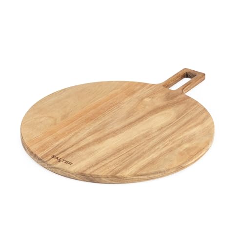 Salter BW13692EU7 Toronto Pizza-brett – Pizzaschaufel aus Holz, Wurst-/Weidebrett, FSC-zertifiziertes® Akazienholz, rundes Pizzapaddel mit Serviergriff, Aufhängebügel zur einfachen Aufbewahrung von SALTER