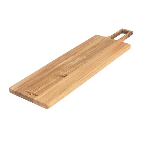 Salter BW13694EU7 Toronto Servierbrett – 55 cm Pizzaschaufel aus Holz, großes Weidebrett, FSC-zertifiziertes® Akazienholz, rechteckiges Charcuterie-Paddel mit Serviergriff, Hängereifen von SALTER
