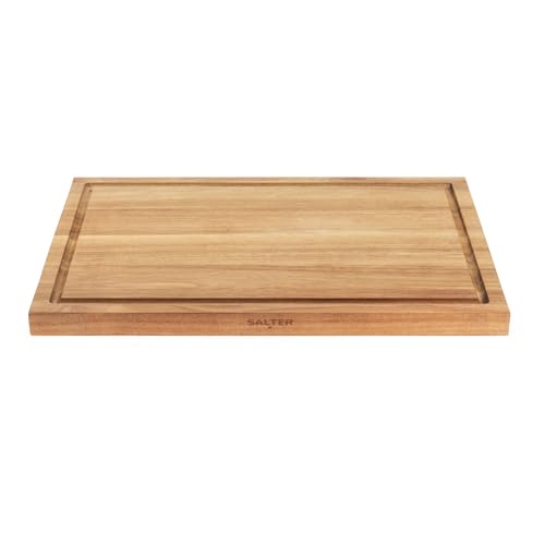 Salter BW13695EU7 Toronto Schneidebrett – Schneidebrett aus Holz, großes Weide-/Wurstbrett, FSC-zertifiziertes® Akazienholz, schützt Küchenarbeitsplatten, äußere Rillen für Krümel/Säfte von SALTER