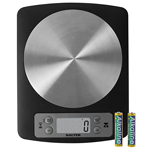 Salter 1136 BKSSDR Ultra slim Disc Digital Electronic Kitchen Scale, leicht lesbares LCD-Display, metrische/zöllige Messungen, Aquatronic Funktion Flüssigkeiten ml oder fl.oz von SALTER