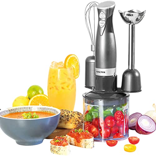 Salter EK2827COSVDEEU10 Cosmos 3-in-1 Stabmixer, quirlen, verrühren, zerkleinern, Küchenmaschine, 500-ml-Schneidebehälter, 2 Geschwindigkeitsstufen, tragbarer Smoothie Maker und Gemüsehacker, 350 W von SALTER