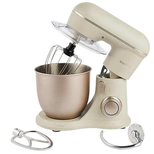 Salter EK5511SBOVDE Elektrische Standmixer - Rührer mit 4 Liter Rührschüssel, 10 Geschwindigkeitseinstellungen mit Pulse-Funktion, Abnehmbar Spritzschutz, Rührbesen, Teigknete- und Rühraufsatz, 1300W von SALTER