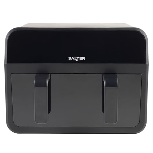 Salter EK5872VDE Dual View Heißluftfritteuse – 7 l Antihaft-Kochschale mit abnehmbarer Trennwand, große Familienkapazität, Sichtfenster, digitales LED-Touch-Display, 6 Funktionen, 2300 W von SALTER