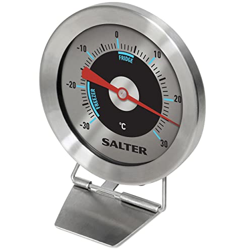 Salter 517 SSCR Kühlschrankthermometer Gefrierschrank-Thermometer - Temperaturbereich von -30 bis 30 °C, Edelstahl Mit Aufhängehaken, Bimetallsensor Für Frische Lebensmittel, Leicht Lesbar von SALTER