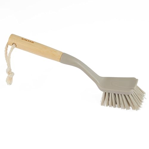 Salter LASAL71397WEU7 Warm Harmony Dish Brush, FSC Bamboo Handle, Recycled Plastic, Strong & Durable Bristles, Square Head for Cleaning Corners, Removes Tough Grime from Plates, Pans, Baking Trays von SALTER