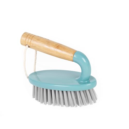 Salter LASAL71403C2EU7 Scheuerbürste mit Holzgriff, Schrubber mit langlebige Borsten, FSC-Zertifiziert Bambus, Reinigungsbürste, recycelter Kunststoff Spülbürste, Cool Hues Kollektion, blau/grau von SALTER