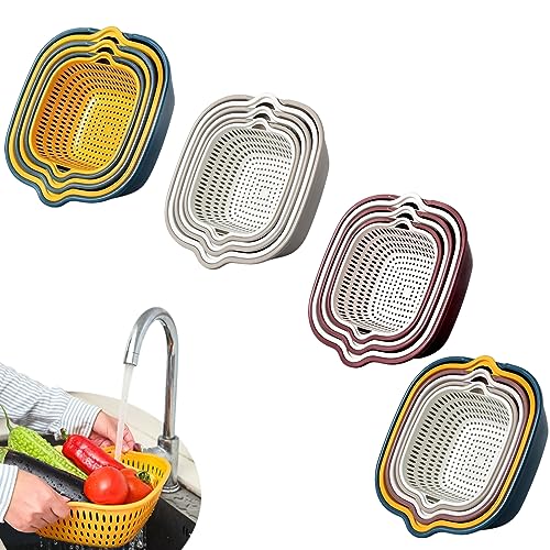 6PCS Plastik Gemüse Waschkorb, 2-in-1 Korb Colander Waschen Von Gemüse Und Obst, Verdickte Doppelschichtkorb Küche Lagerung Gemüse Waschrahmen (Grau) von SALUCIA