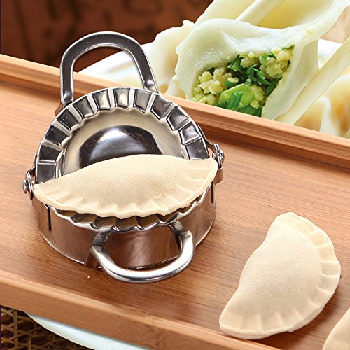 SALUCIA Pelmeni Maker,Edelstahl Dumpling Maker,Teigtaschenformer Ravioli Wrapper Cutters,Knödel-Hersteller DIY Gebäck-Werkzeug,Klöße Ausstecher Stempel von SALUCIA