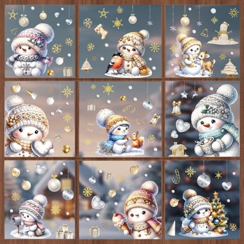 SALUOKE 195 Fensterbilder Weihnachten, Schneemann Weihnachtsdeko Fenster Selbstklebend, Fensterbilder Weihnachten für Kinder, PVC Fenstersticker Weihnachten für Fensterdeko, Türen, Schaufenster SALUOKE 195 Fensterbilder Weihnachten, Schneemann Weihnachtsdeko Fenster Selbstklebend, Fensterbilder Weihnachten für Kinder, PVC Fenstersticker Weihnachten für Fensterdeko, Türen, Schaufenster von SALUOKE