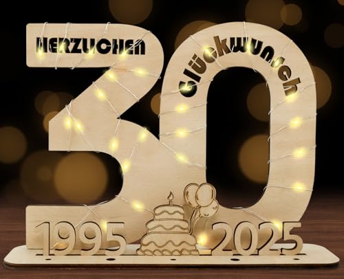 SALUOKE 2025 30 Geldgeschenke Geburtstag mit LED Lichterkette, 30 Geburtstag Geschenk für Frauen & Männer, Holzschild Gästebuch zum 30. Geburtstag, 30 Geburtstag Deko SALUOKE 2025 30 Geldgeschenke Geburtstag mit LED Lichterkette, 30 Geburtstag Geschenk für Frauen & Männer, Holzschild Gästebuch zum 30. Geburtstag, 30 Geburtstag Deko von SALUOKE