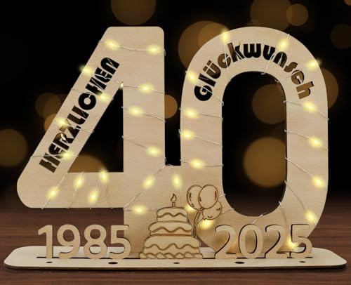SALUOKE 2025 40 Geldgeschenke Geburtstag mit LED Lichterkette, 40 Geburtstag Geschenk für Frauen & Männer, Holzschild Gästebuch zum 40. Geburtstag, 40 Geburtstag Deko SALUOKE 2025 40 Geldgeschenke Geburtstag mit LED Lichterkette, 40 Geburtstag Geschenk für Frauen & Männer, Holzschild Gästebuch zum 40. Geburtstag, 40 Geburtstag Deko von SALUOKE