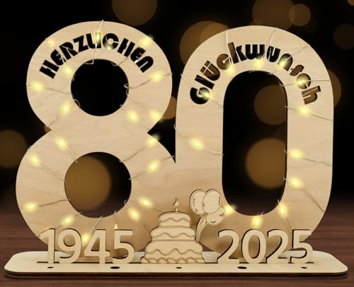 SALUOKE 2025 80 Geldgeschenke Geburtstag mit LED Lichterkette, 80 Geburtstag Geschenk für Frauen & Männer, Holzschild Gästebuch zum 80. Geburtstag, 80 Geburtstag Deko SALUOKE 2025 80 Geldgeschenke Geburtstag mit LED Lichterkette, 80 Geburtstag Geschenk für Frauen & Männer, Holzschild Gästebuch zum 80. Geburtstag, 80 Geburtstag Deko von SALUOKE