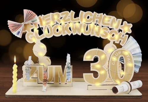 SALUOKE 30 Geburtstag Geldgeschenke mit LED Lichterkette, Geschenke zum 30 Geburtstag Frau & Mann, Holz 30 Geburtstag Deko SALUOKE 30 Geburtstag Geldgeschenke mit LED Lichterkette, Geschenke zum 30 Geburtstag Frau & Mann, Holz 30 Geburtstag Deko von SALUOKE