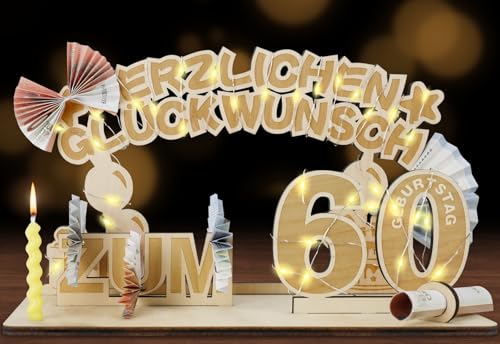 SALUOKE 60. Geburtstag Geldgeschenke Mit LED Lichterkette, Geschenke für Frauen & Männer, Holz Deko SALUOKE 60. Geburtstag Geldgeschenke Mit LED Lichterkette, Geschenke für Frauen & Männer, Holz Deko von SALUOKE