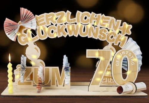 SALUOKE 70 Geburtstag Geldgeschenke mit LED Lichterkette, Geschenke zum 70 Geburtstag Frau & Mann, Holz 70 Geburtstag Deko SALUOKE 70 Geburtstag Geldgeschenke mit LED Lichterkette, Geschenke zum 70 Geburtstag Frau & Mann, Holz 70 Geburtstag Deko von SALUOKE