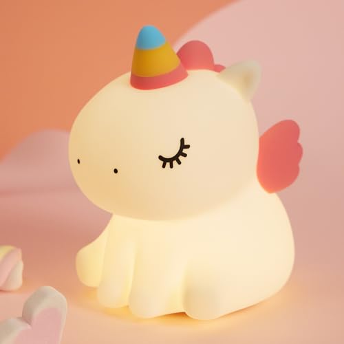 SALUOKE Einhorn Lampe, Silikon Nachtlicht Kinder, 3 Lichtmodi Nachtlicht Dimmbar mit Timer, Einhorn Geschenke für Mädchen, Touch-Steuerung Nachtlampe, Cute Kinderzimmer Deko Mädchen SALUOKE Einhorn Lampe, Silikon Nachtlicht Kinder, 3 Lichtmodi Nachtlicht Dimmbar mit Timer, Einhorn Geschenke für Mädchen, Touch-Steuerung Nachtlampe, Cute Kinderzimmer Deko Mädchen von SALUOKE