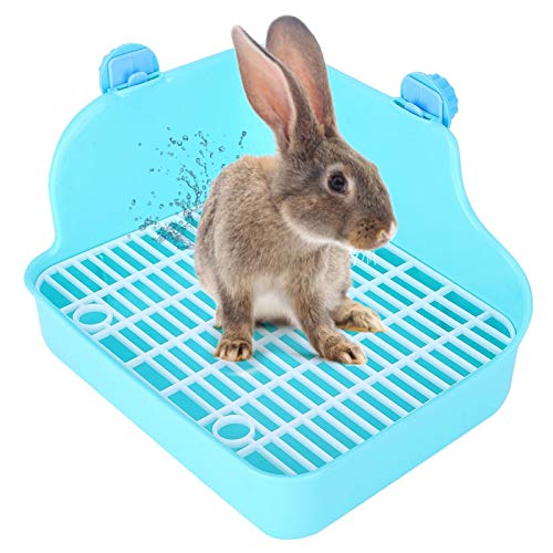 SALUTUYA Kaninchen Toilette Kunststoff Kleintier Töpfchen Trainer Corner Box Pet Training Toilette für Hamster, Wüstenrennmaus, Kaninchen, Chinchilla, Frettchen, Kaninchen WC Käfig (blau) von SALUTUYA