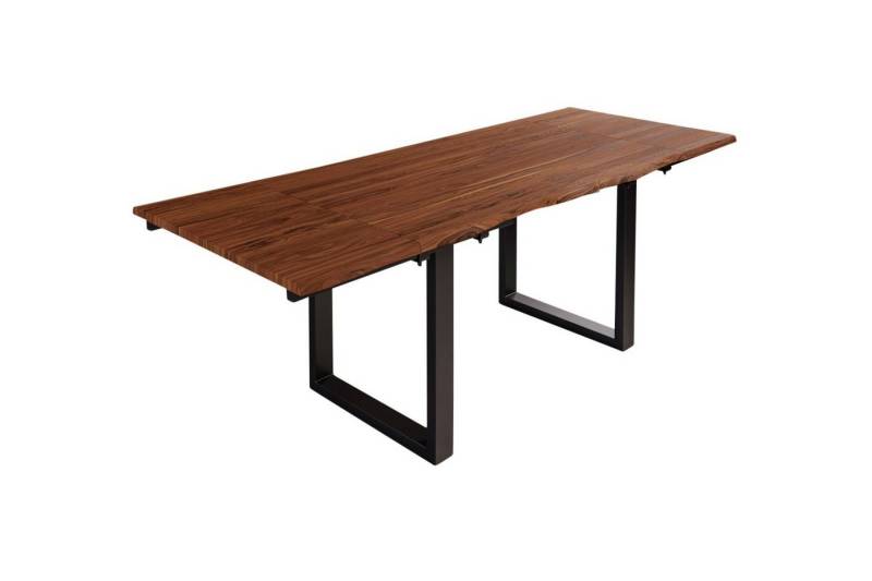 SAM® Baumkantentisch Dion (1 Tischplatte, 2 Ansteckplatten und 2 Gestelle), Akazienholz, Baumkante massiv, 2 Ansteckplatten, U-Gestell schwarz von SAM®