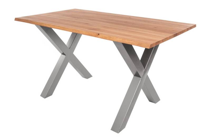 SAM® Baumkantentisch Edda, massive Wildeiche, mit Baumkante und Metallgestell X-Form von SAM®