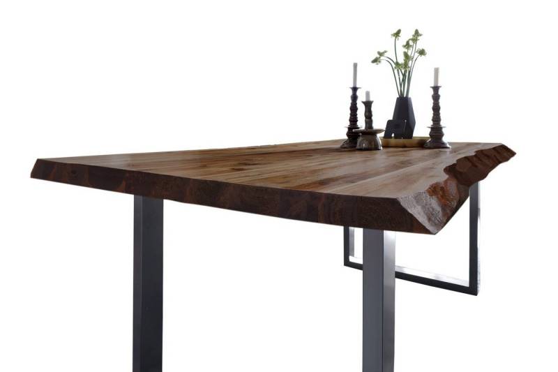 SAM® Baumkantentisch Memphis, massives Akazienholz, natürliche Baumkante, Metallgestell U-Form von SAM®