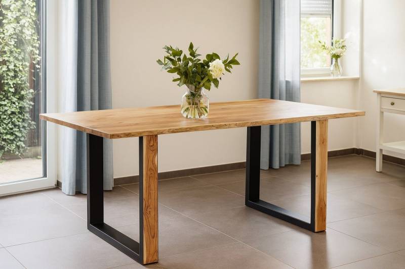 SAM® Baumkantentisch Perth, Akazienholz, Baumkante, Metallgestell mit Holz in U-Form, bis 3 Meter von SAM®