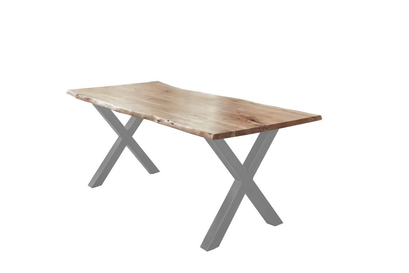 SAM® Baumkantentisch William, massives Akazienholz, echte Baumkante, Gestell X-Form Metall von SAM®