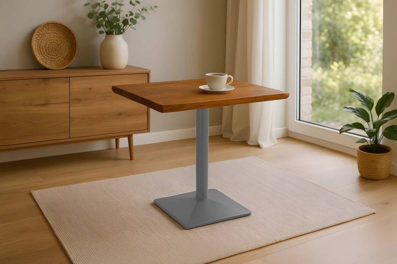 SAM® Bistrotisch Ingmar, massives Akazien- oder Mangoholz, Baumkante, Säulengestell aus Metall von SAM®