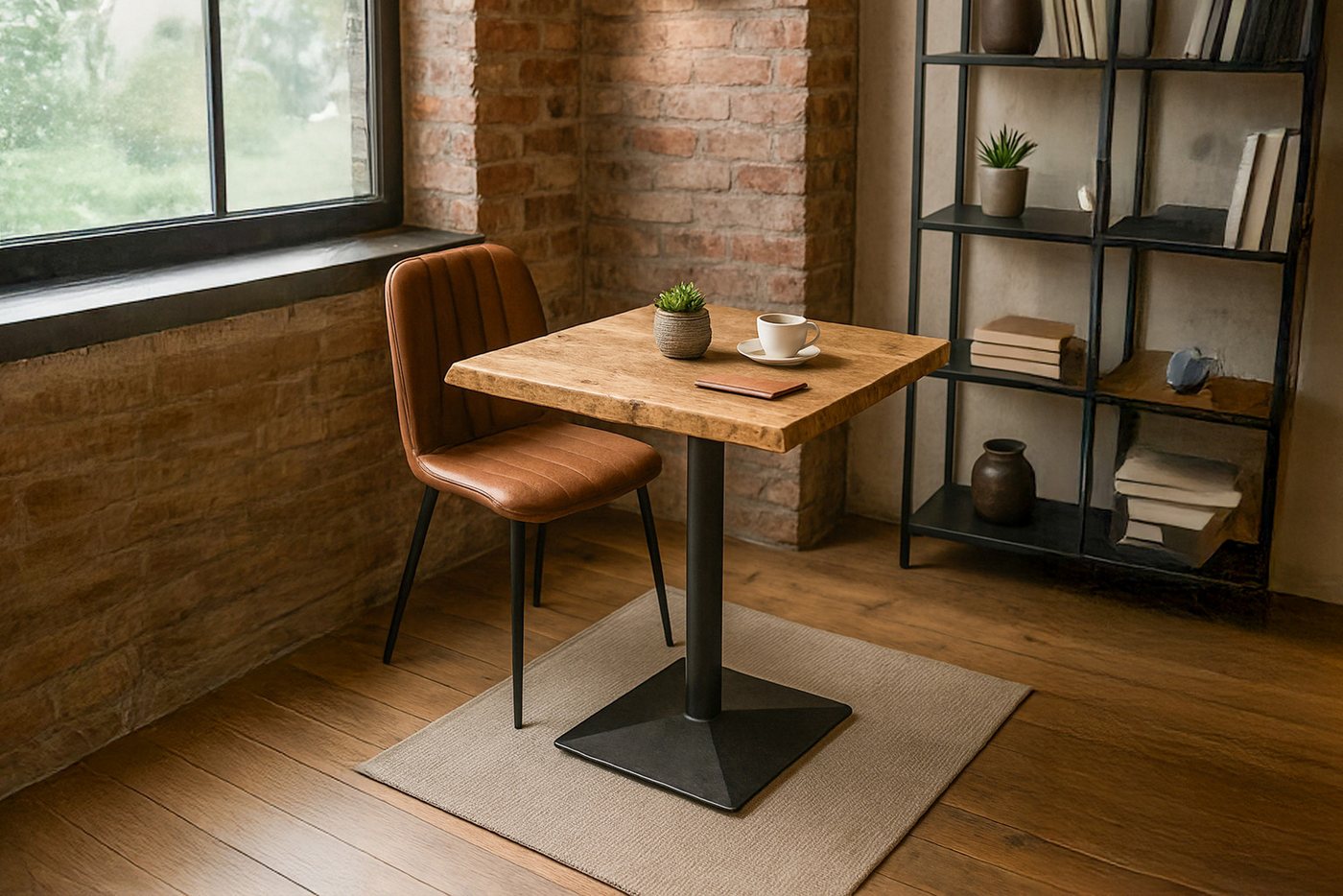 SAM® Bistrotisch Ingmar, massives Akazien- oder Mangoholz, Baumkante, Säulengestell aus Metall von SAM®