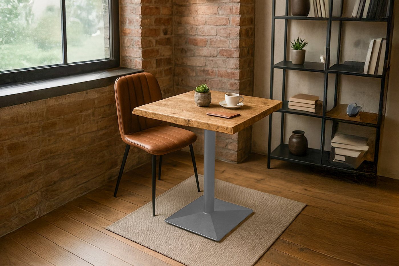 SAM® Bistrotisch Ingmar, massives Akazien- oder Mangoholz, Baumkante, Säulengestell aus Metall von SAM®
