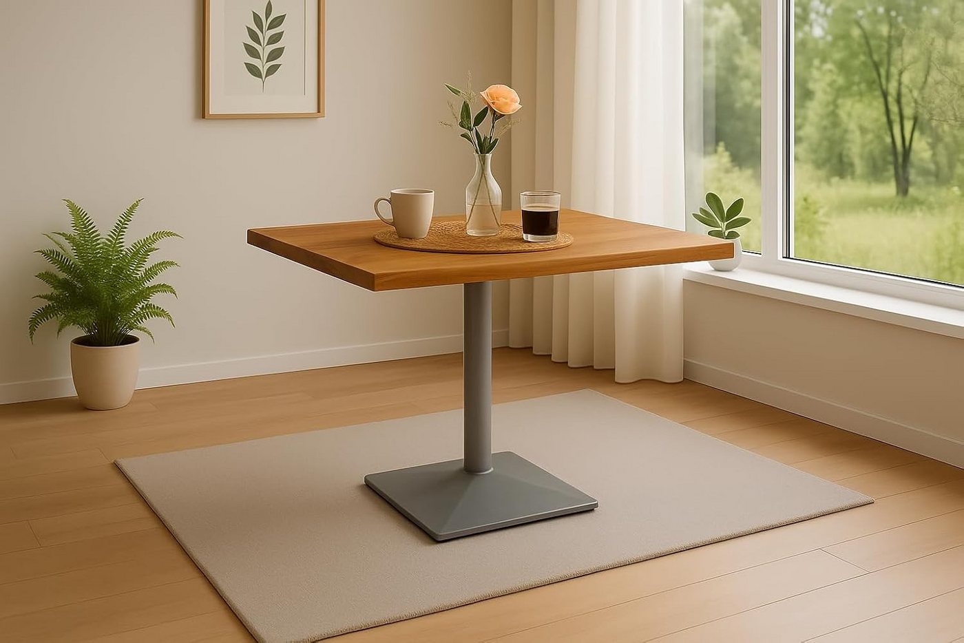 SAM® Bistrotisch Ingmar, massives Akazien- oder Mangoholz, Baumkante, Säulengestell aus Metall von SAM®