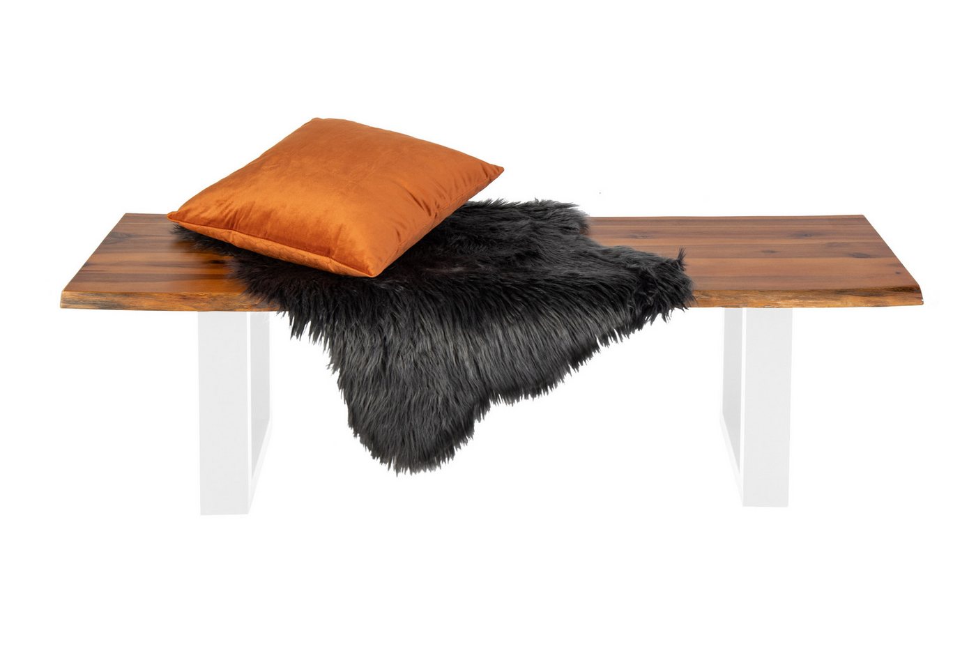 SAM® Essbank Sumatra, Akazienholz massiv, cognacfarben, Metallgestell U-Fom von SAM®