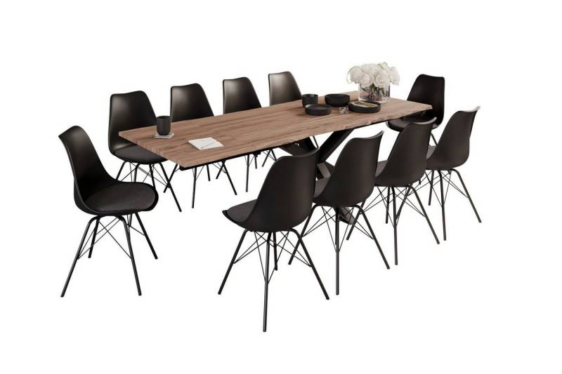 SAM® Essgruppe Halawa, Baumkante, Akazienholz massiv, 2x Ansteckplatten und 10 Stühlen von SAM®