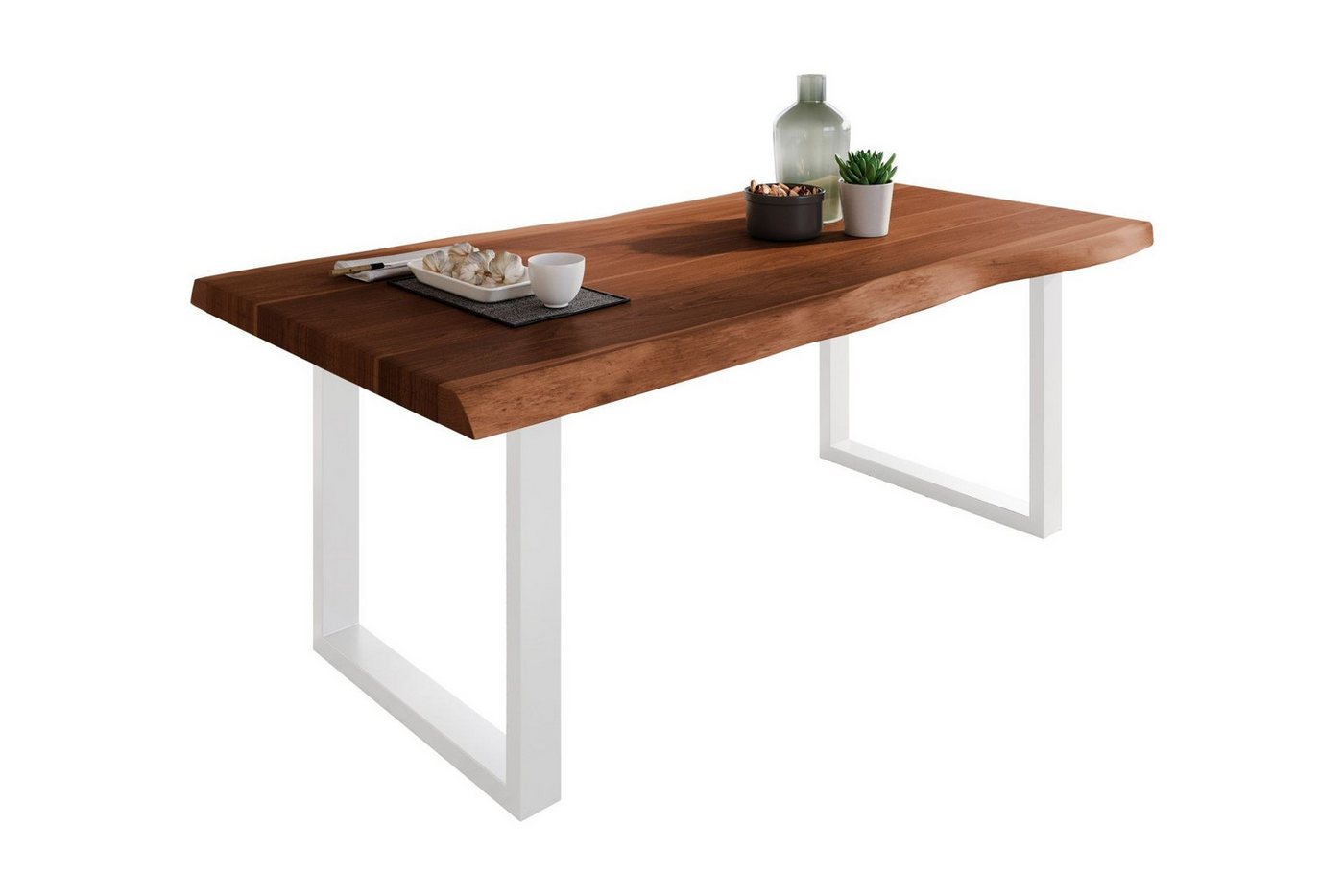 SAM® Esstisch Waves, Akazie o. Mango, gedoppelte Tischplatte, Metallgestell U-Form, bis 3m von SAM®
