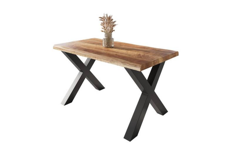 SAM® Esstisch Waves_X, Mangoholz, gedoppelte Tischplatte, Metallgestell X-Form, bis 3m von SAM®