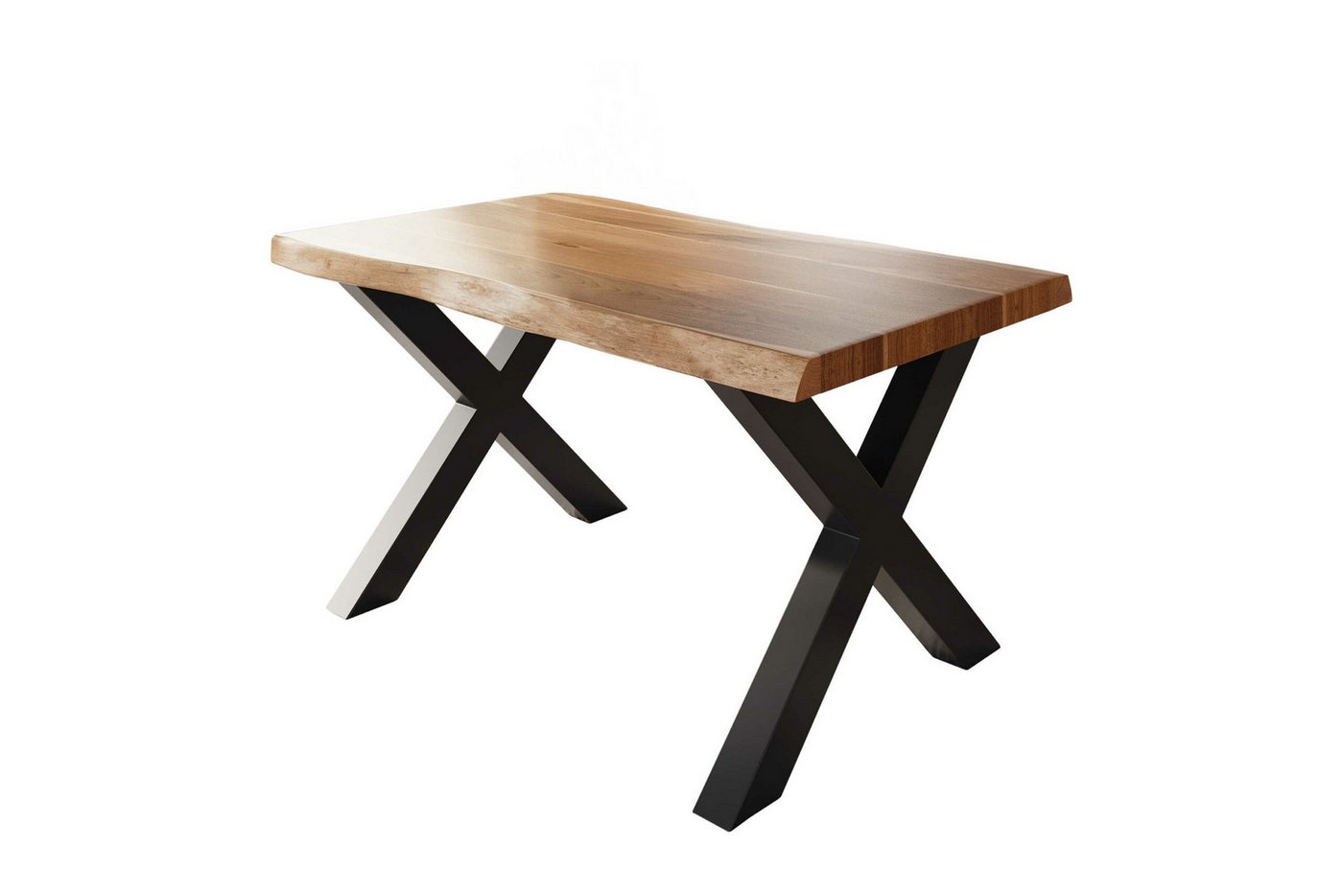 SAM® Esstisch Waves_X, Mangoholz, gedoppelte Tischplatte, Metallgestell X-Form, bis 3m von SAM®