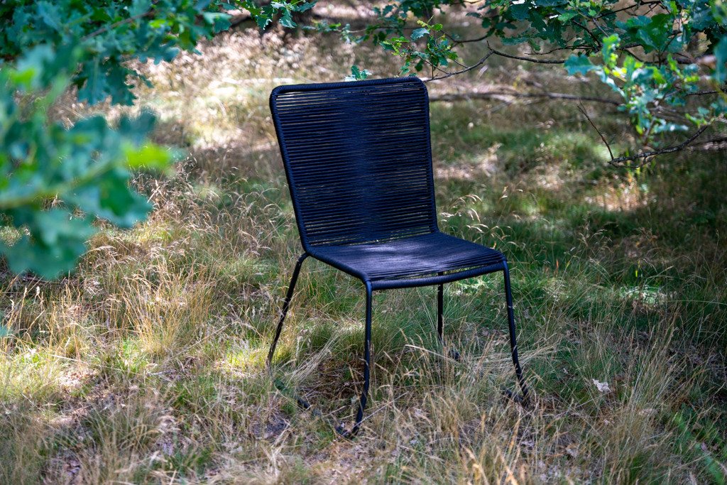 SAM® Gartenstuhl Asra, Outdoor-Seilstuhl, Farbe Schwarz, mit Eisen-Gestell von SAM®