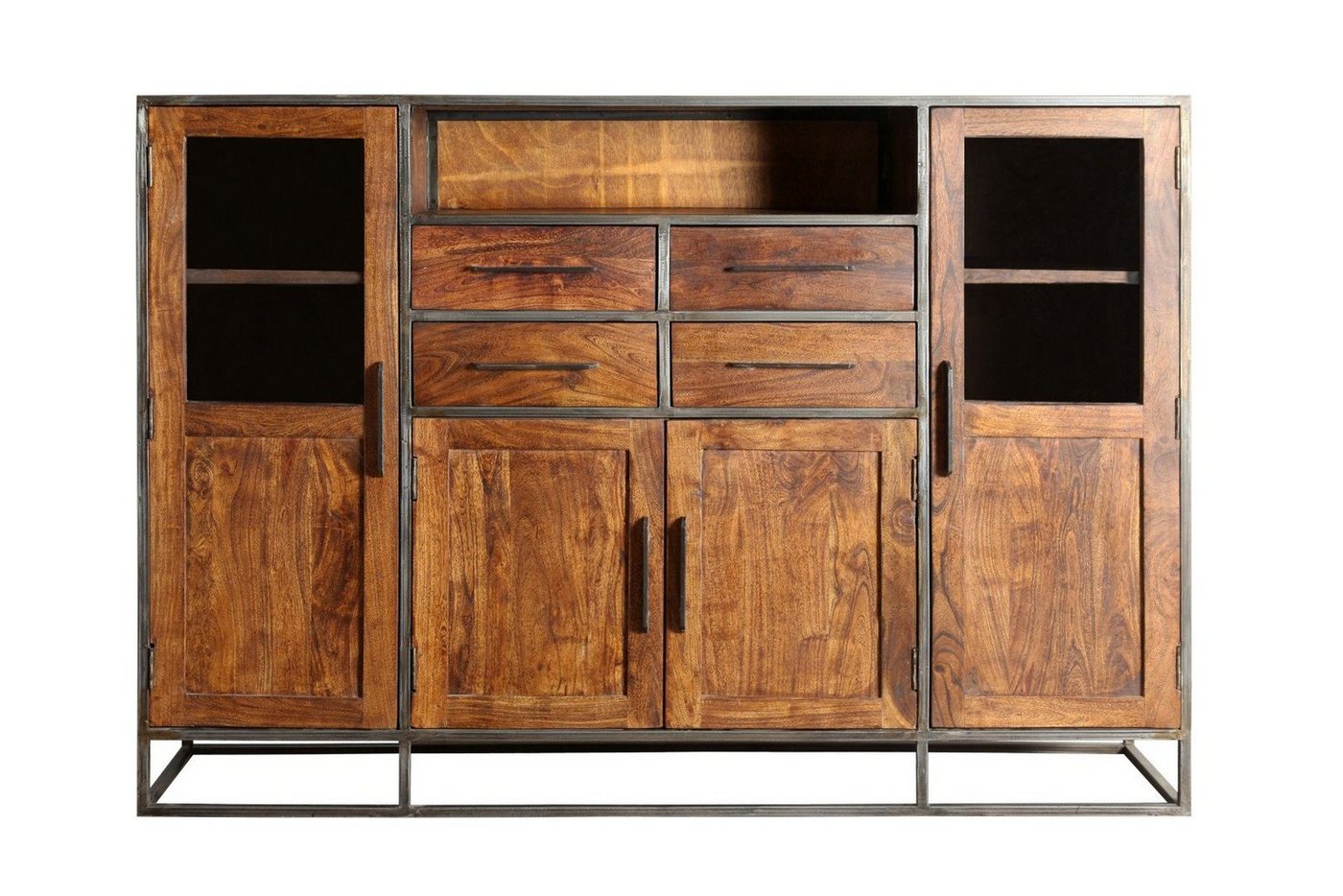 SAM® Highboard Chrisopetro, Highboard, Anrichte aus Akazienholz mit Metall, 4 Türen und Schubladen von SAM®