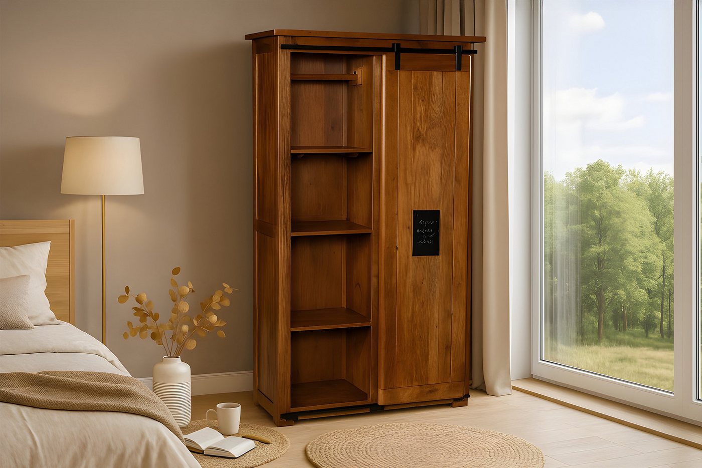 SAM® Kleiderschrank Gia massives Akazienholz, mit Ablagefläche, Schubladen, Metallschiene von SAM®