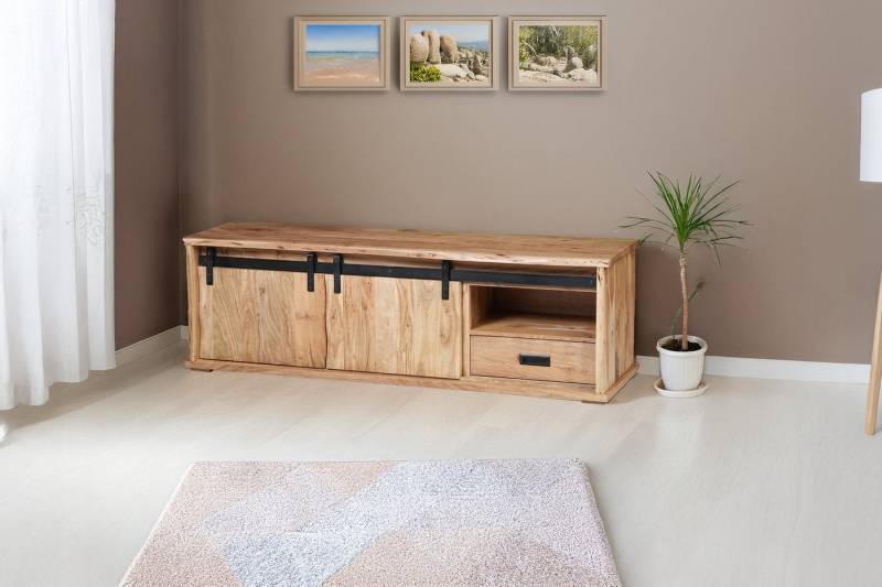 SAM® Lowboard Fritz, Akazienholz, echte Baumkante, Industrial-Design, großzügiger Stauraum von SAM®