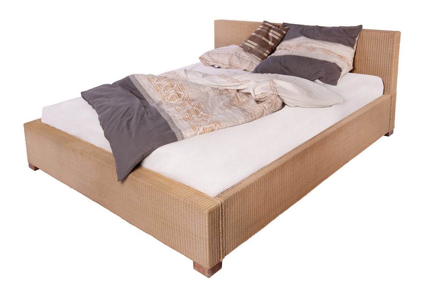 SAM® Massivholzbett Ariana, Doppelbett aus geflochtenem Loom, sehr robust, Handfertigung von SAM®