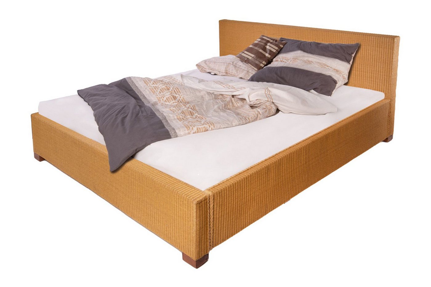 SAM® Massivholzbett Ariana, Doppelbett aus geflochtenem Loom, sehr robust, Handfertigung von SAM®