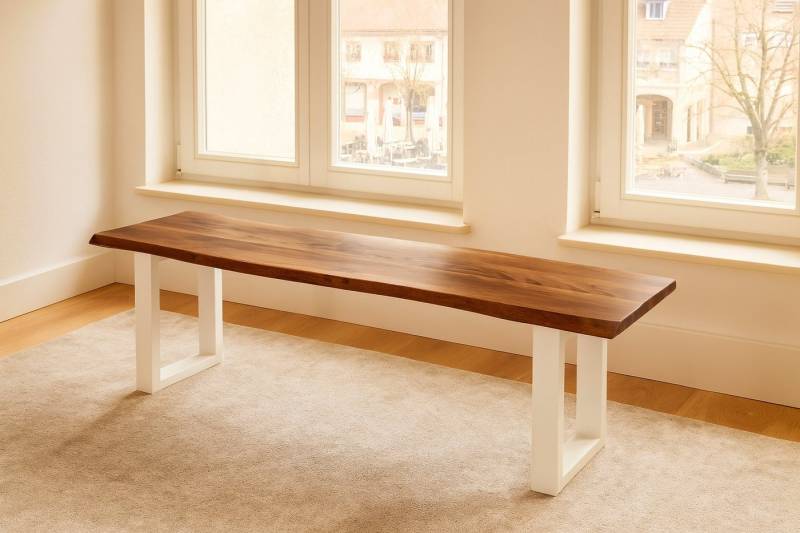 SAM® Sitzbank Samuel, Akazie, Baumkante, Metallgestell U-Form, verschiedene Größen von SAM®