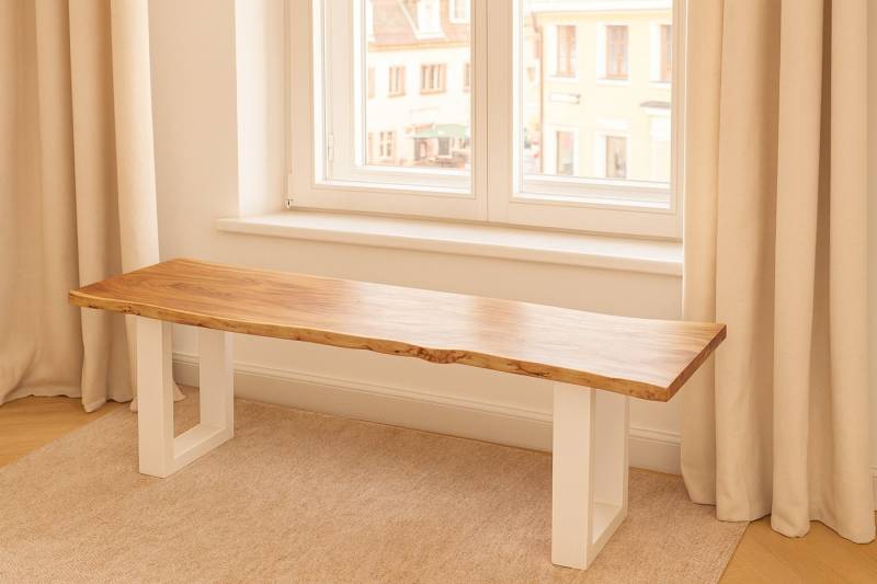 SAM® Sitzbank Samuel, Akazie, Baumkante, Metallgestell U-Form, verschiedene Größen von SAM®