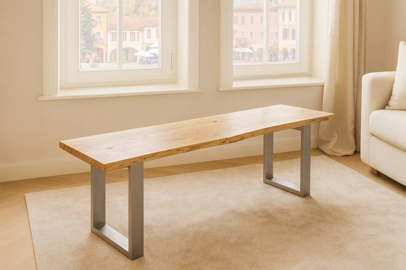SAM® Sitzbank Samuel, Akazie, Baumkante, Metallgestell U-Form, verschiedene Größen von SAM®
