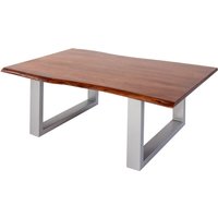 Couchtisch Baumkante massiv Akazie Nussbaum 100 x 70 cm U-Gestell silber insa von SAM OUTILLAGE