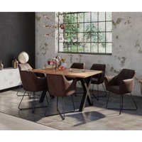Essgruppe 140 cm Mango naturfarben X-Gestell schwarz mit 6 Stühlen dora Essgruppe 140 cm Mango naturfarben X-Gestell schwarz mit 6 Stühlen dora von SAM OUTILLAGE