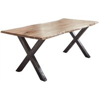 Esstisch Baumkante Akazie naturfarben 120 x 80 cm Vintage X-Gestell schwarz FREDERIK Esstisch Baumkante Akazie naturfarben 120 x 80 cm Vintage X-Gestell schwarz FREDERIK von SAM OUTILLAGE