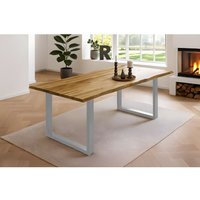 Esstisch Baumkante massiv Akazie natur 180 x 90 silber noah von SAM OUTILLAGE